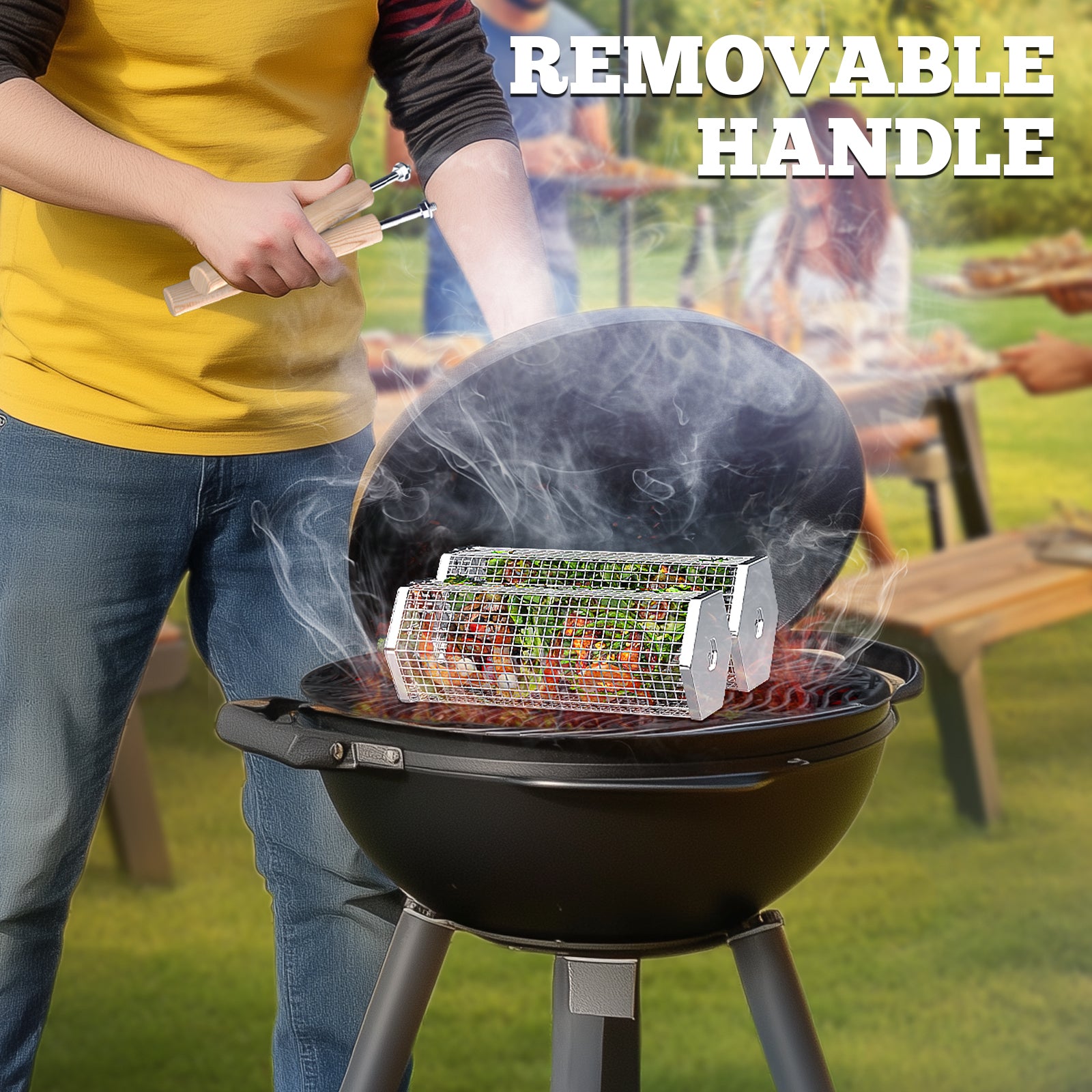 2PCS Rolling Grill Baskets, Hexagonal, 304 Stainless Steel, Gifts for Men Dad Husband
